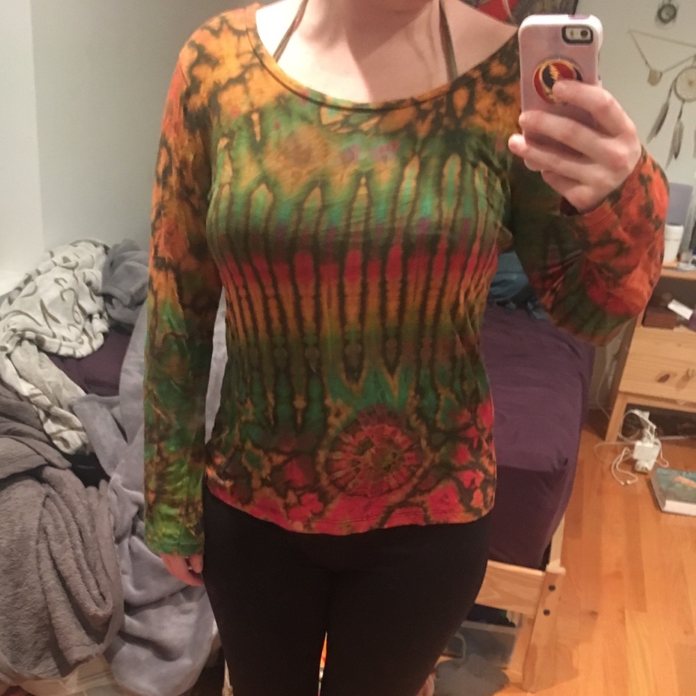 Psychedelic Knit Tie Dye Long Sleeve Shirt